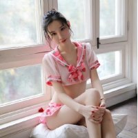 【清纯可爱】草莓印花甜美水手学生制服 情趣内衣 Y8050 耶妮娅